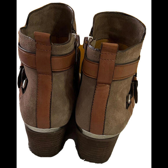 Coach Style A8984 Women's Pauline Taupe Suede Ankle Booties Boots Size 6.5M - Picture 3 of 5